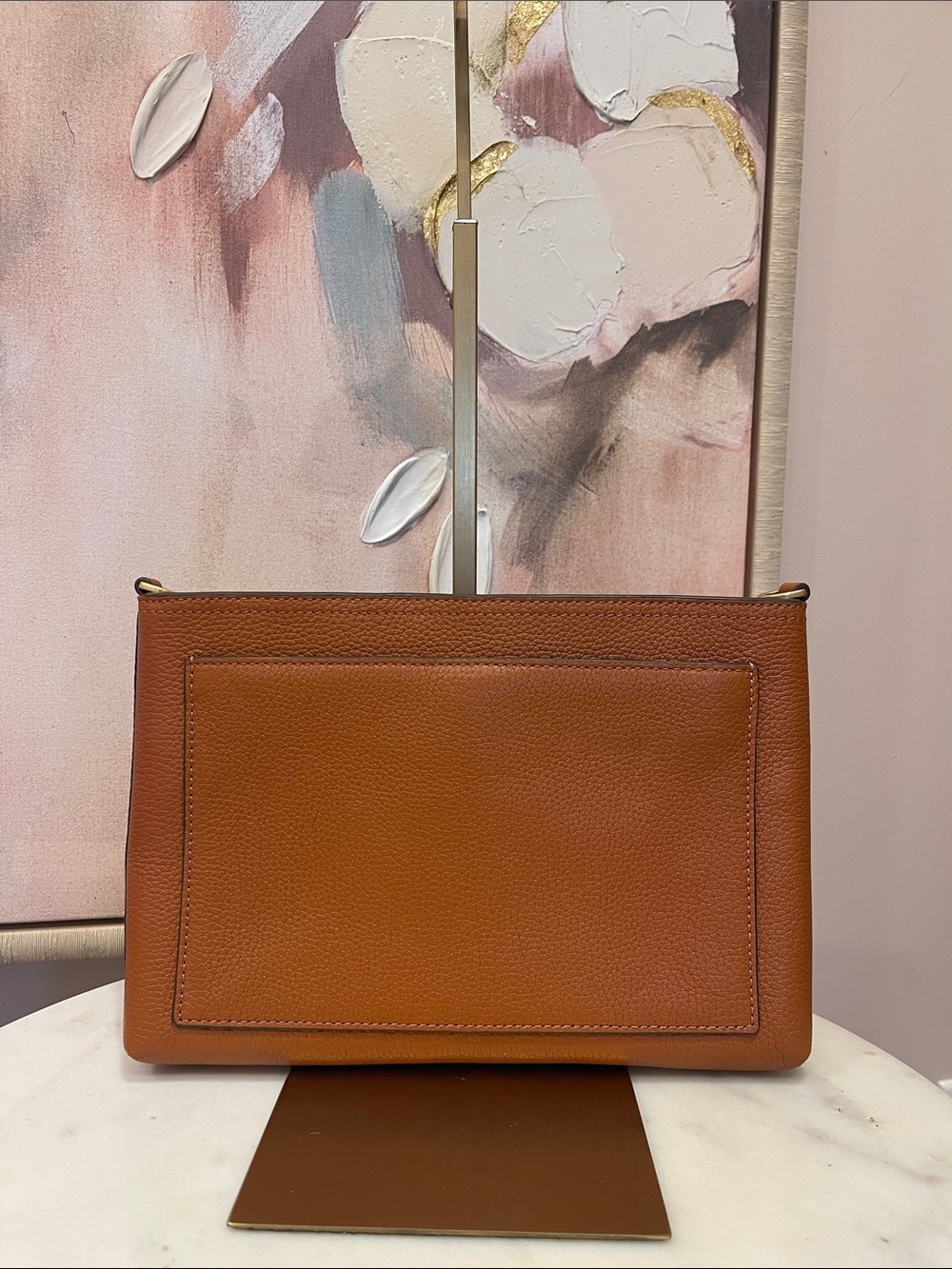 Tory Burch Blake Pebbled Leather Crossbody — Cognac Brown with Gold Hardware - Picture 6 of 7